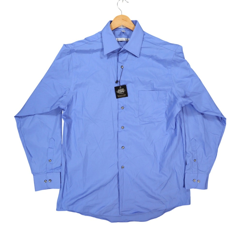 Geoffrey Beene‎ Button Up Mens 16.5 34/35 Blue Excellent Long Sleeve Solid